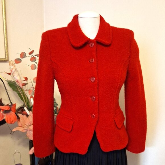 Jones New York Jackets & Blazers - Vintage Jones New York Red Wool Lined Blazer Jacket Size 2 or 4